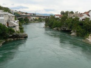 Bosnia-Herzegovina, Mostar City: the Neretva River flows through the city