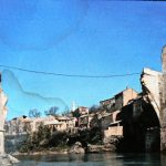 Bosnia-Herzegovina, Mostar City: photo of the destroyed bridge after the