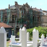 Bosnia-Herzegovina, Mostar City: the old town cemetery stands  in stark