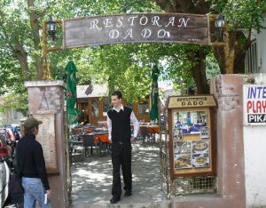 Bosnia-Herzegovina, Mostar City: restaurant Dado welcomes tourists