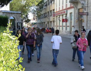 Bosnia-Herzegovina, Mostar City: central old town is busy with students