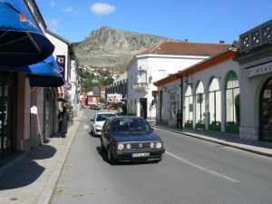 Bosnia-Herzegovina, Mostar City: downtown and the mountains