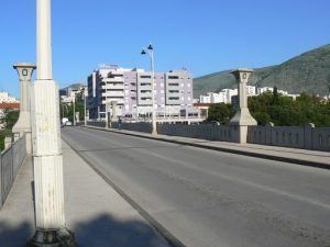 Bosnia-Herzegovina, Mostar City: new bridge and new apartment buildings