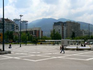 Bosnia-Herzegovina, Sarajevo City: train station plaza