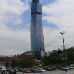 Bosnia-Herzegovina, Sarajevo City: modern twisting office tower near train station