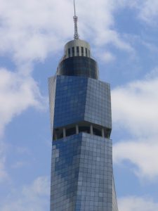 Bosnia-Herzegovina, Sarajevo City: modern twisting office tower near train station