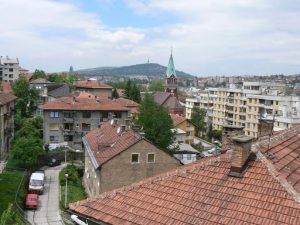 Bosnia-Herzegovina, Sarajevo City: overview of the city with St Anthony's