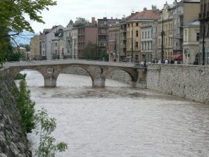 Bosnia-Herzegovina, Sarajevo City: the city is built along  the Miljacka