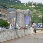 Bosnia-Herzegovina, Sarajevo City: along the Miljacka River downtown;  National Library