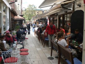 Bosnia-Herzegovina, Sarajevo City: cafe life in the old town