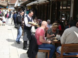 Bosnia-Herzegovina, Sarajevo City: cafe life in the old town