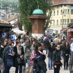 Bosnia-Herzegovina, Sarajevo City: many locals and visitors in old town