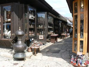 Bosnia-Herzegovina, Sarajevo City: souvenir shops in old town