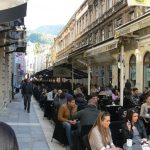 Bosnia-Herzegovina, Sarajevo City: warm weather means outdoor cafes