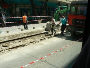Bosnia-Herzegovina, Sarajevo City: trolley track repair