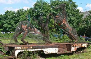 Near the Tunnel Museum: frames for horse sculptures