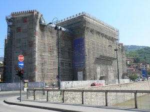 Bosnia-Herzegovina, Sarajevo City: National Library still under restoration in 2012.