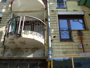 Bosnia-Herzegovina, Sarajevo City: quirky communist era building not in good