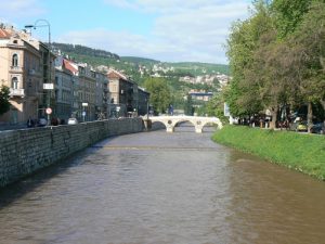 Bosnia-Herzegovina, Sarajevo City: the city is built along  the Miljacka