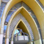 Bosnia-Herzegovina, Sarajevo City: quirky communist era building entrance