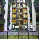 Bosnia-Herzegovina, Sarajevo City: quirky communist era building interior courtyard