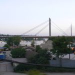 Serbia, Belgrade: bridges across the polluted Sava River that runs through
