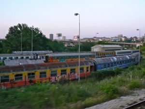 Serbia, Belgrade: entering the city by train there are old