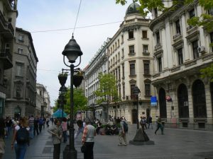 Serbia, Belgrade: many neo-classic European style buildings; pedestrian street