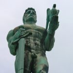 Serbia, Belgrade Fortress Victory Monument, 1928, holding falcon of Slavic