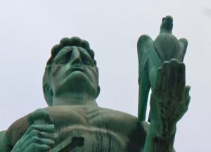 Serbia, Belgrade Fortress Victory Monument, 1928, holding falcon of Slavic