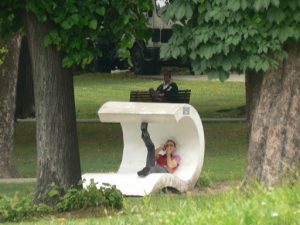 Serbia, Belgrade Fortress park bench