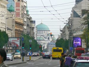 Serbia, Belgrade: looking toward St Aleksandar Nevsky Church