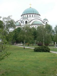 Serbia, Belgrade: exterior of St Aleksander Nevsky church