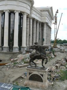 Macedonia, Skopje: across the river from Macedonia Plaza a new