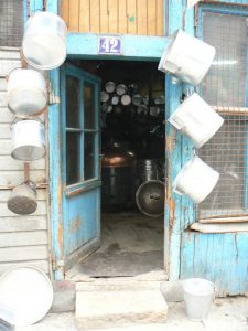 Macedonia, Skopje: metalworker shop in the Carsija (Turkish bazaar)