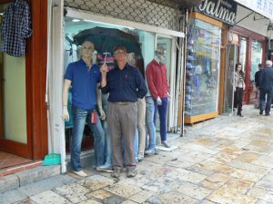 Macedonia, Skopje: waiting for the rain to stop