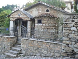 Macedonia, Lake Ohrid: small stone chapel