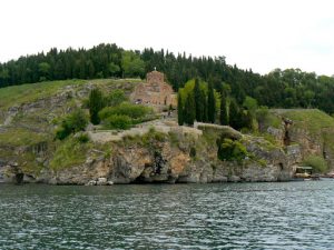 Macedonia, Lake Ohrid: view of Sveti Jovan church from the