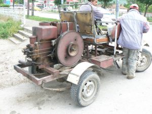 Macedonia, Lake Ohrid: portable saw sharpening machine