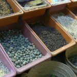 Grains and beans for sale in the medina.