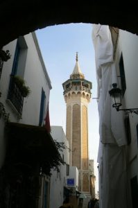 Minaret of the Hamuda Pasha mosque, one of several in