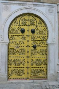 Many doors in the medina are decorated with patterns of