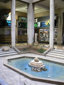 Interior courtyard of a small mall.