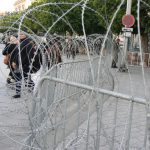 Barbed wire along Avenue Bourguiba. In the 2011 revolution the
