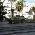 Barbed wire along Avenue Bourguiba. In the 2011 revolution the