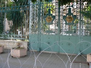 Barbed wire along Avenue Bourguiba. In the 2011 revolution the