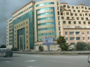 One of many modern buildings in suburban Tunis.