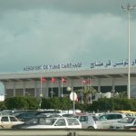 The Tunis airport is in the suburb, not far from