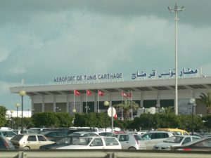 The Tunis airport is in the suburb, not far from