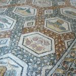 Tunisia: Bardo Museum floor mosaic detail;